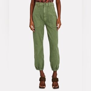 Mother The Wrapper Patch Springy Ankle Balloon Leg Jeans Avocado Green Size 26